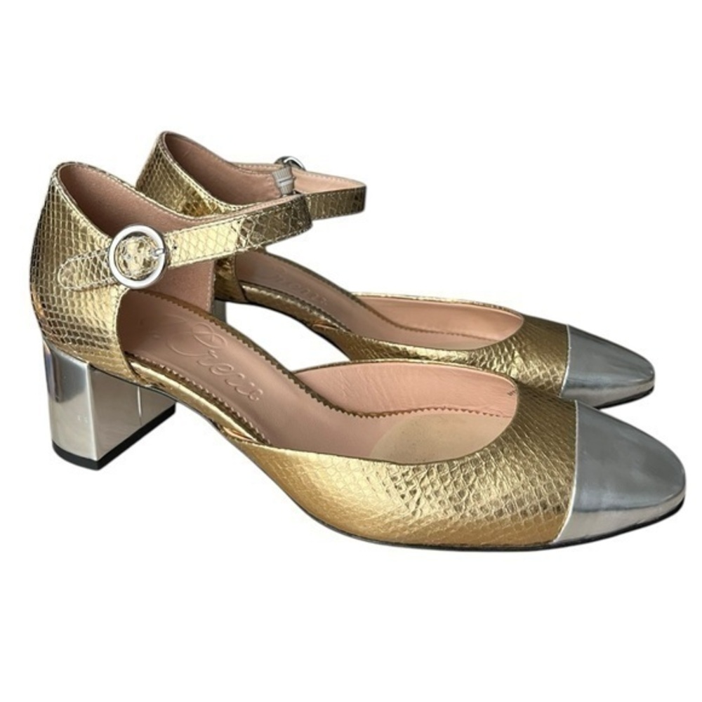 J Crew Millie ankle-strap heels in snake-embossed Italian leather size 8.